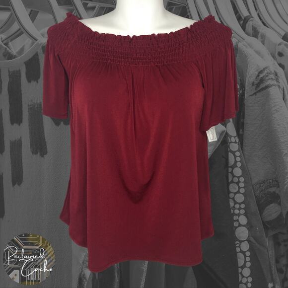 BP Burgundy Off-the-Shoulder Blouse - Size Large - Picture 1 of 10